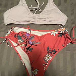 Cupshe bikini. Pink/light pink. Braided back